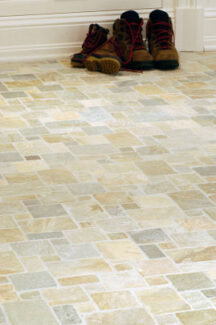 stone tiled flooring with boots