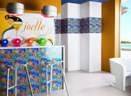 multicolored glass tile with margarita design