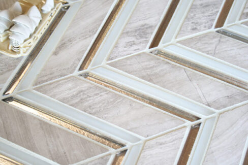 Maniscalco gold, white and beige zigzag tile