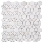 white mosaic tiles in rounded shapes