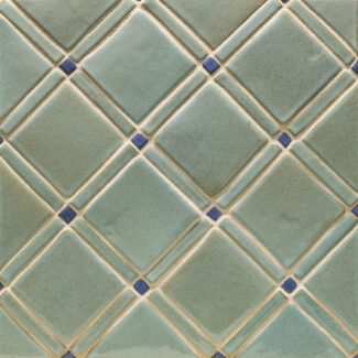 green square ceramic tiles with blue dots