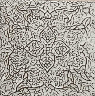 black and white ceramic tile with floral line designs