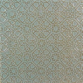 ceramic tile with yellow and white line drawing designs
