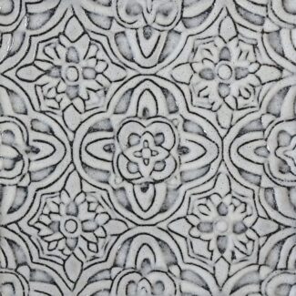 iwhite ceramic tile with black and gray floral designs