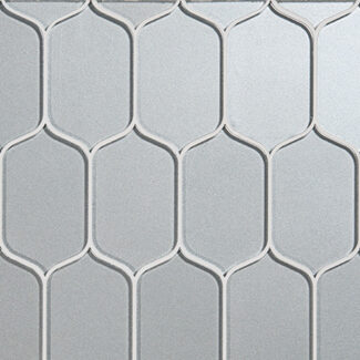 rounded hexagonal white glass tiles