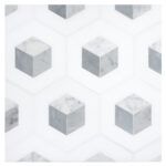 white and gray 3D square design natural stone tiles