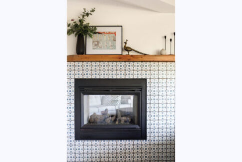 Bedrosian fireplace with multicolored tile