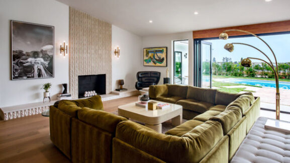 arto los feliz mid century compton fireplace in living room