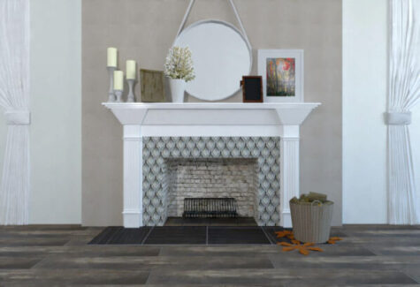 quemere scale style tile fireplace