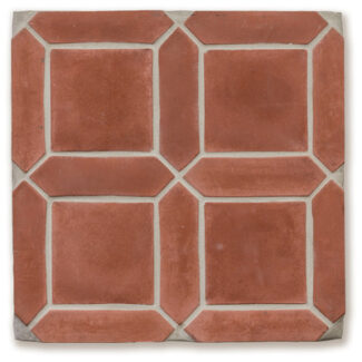 red square terracotta tile with rectangular borders