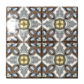 patterned tile with brown and white grape design