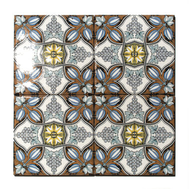 patterned tile with brown and white grape design