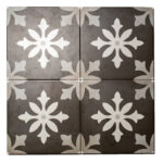 black and white floral patterned tile
