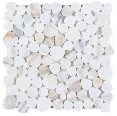 white and beige multi-shaped mosaic tiles