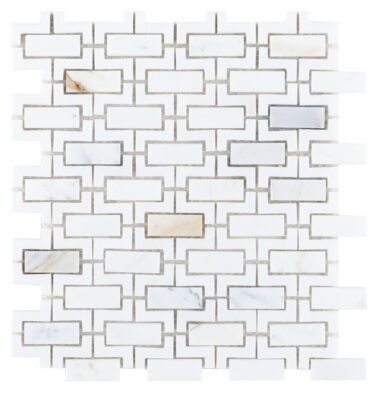 rectangular white tiles with white borders in mosaic styles