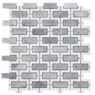 rectangular gray tiles with white borders in mosaic styles