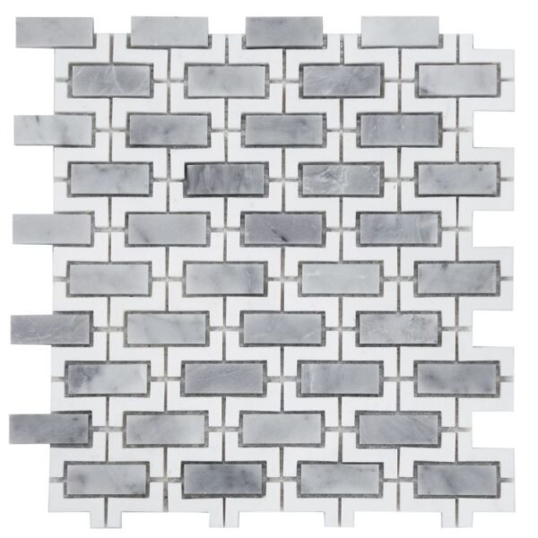rectangular gray tiles with white borders in mosaic styles