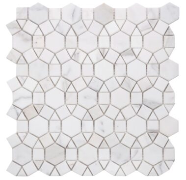 white mosaic tiles in rounded shapes