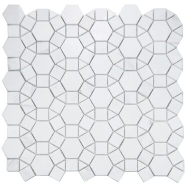 white mosaic tiles in rounded shapes