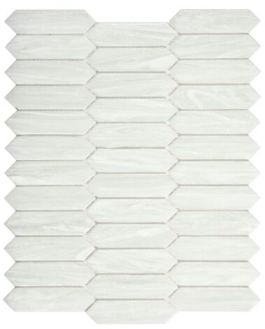 horizontal rectangular mosaic tiles in white