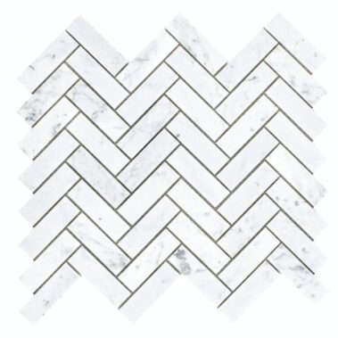 white rectangular mosaic tiles in zigzag design