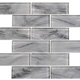 black marble rectangular mosaic style tiles
