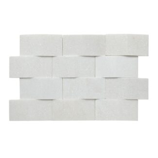 white raised rectangular natural stone tiles