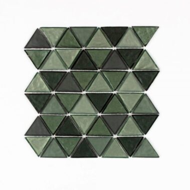 green and black triangular mosaic tiles