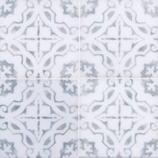 patterned tile with white and blue dutch design