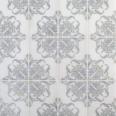 patterned tile with black and white florentine style