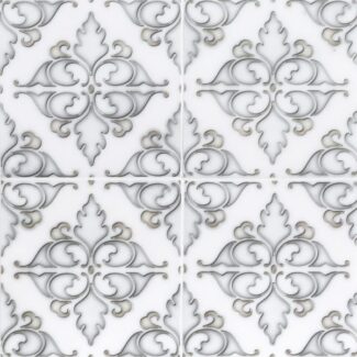 patterned tile with black and white florentine styles