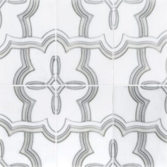 patterned tile with black and white line designs
