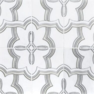 patterned tile with black and white line designs