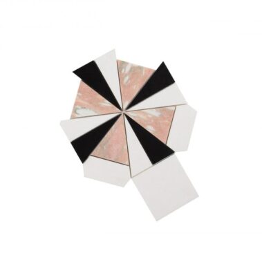 black, white and pink marble mosaic tile in star design
