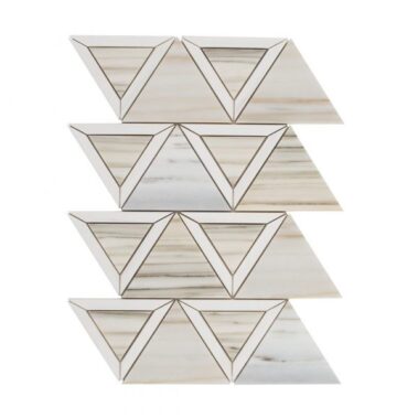 white and brown marble triangular mosaic tiles