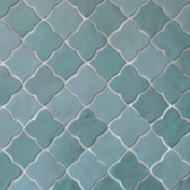 patterned tile with blue and green moroccan design