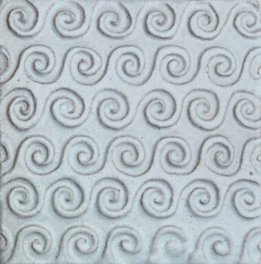 blue ceramic tile with wave design