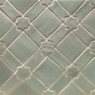 patterned tile with green hexagons