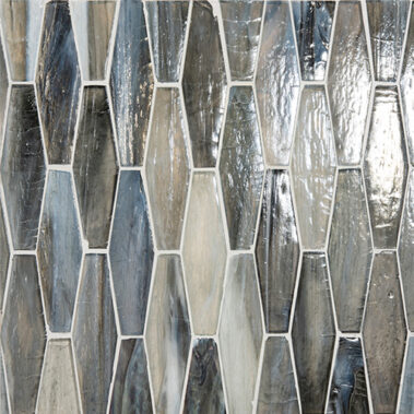 beige, white and black hexagonal glass tiles