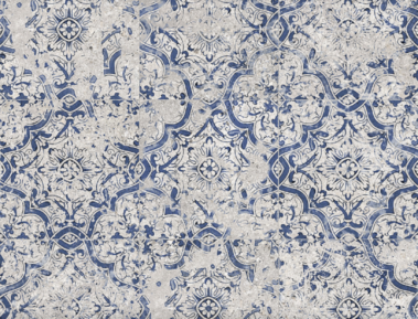 porcelain tile with blue and white florentine design