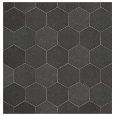black hexagonal mosaic tiles